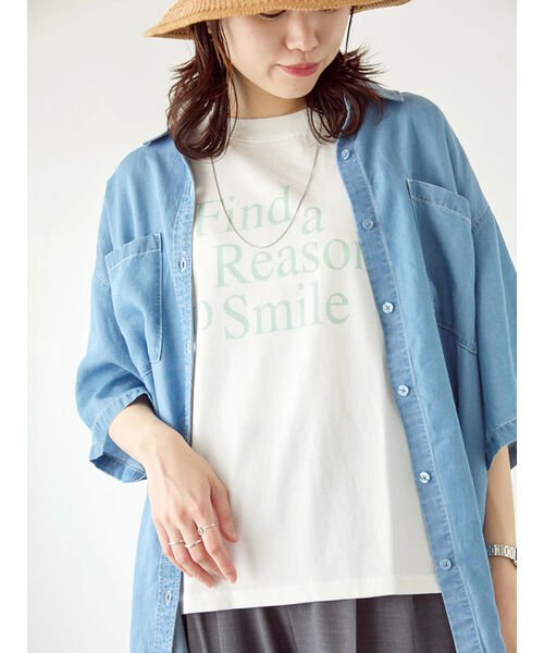 Samansa Mos2 blue(サマンサモスモス ブルー)/【シルケットバイオ】ゆるTシャツ/img02