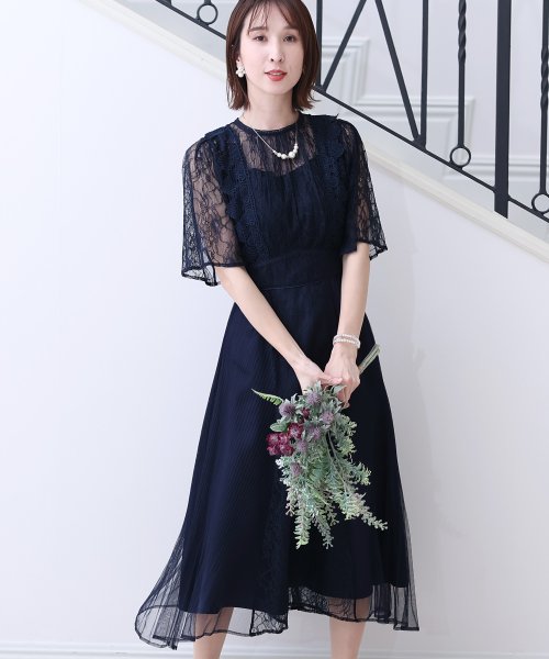 PourVous(プールヴー)/チュールプリーツレースワンピース 結婚式 パーティードレス/img25