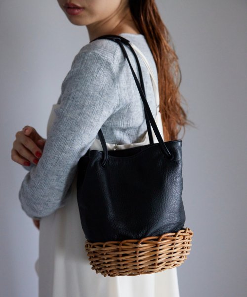 【TIDEWAY / タイドウェイ】ARUROG × LTR 2W SHOULDER/M かごバッグ ハンドバッグ ストローバッグ 巾着 レザー T2893 タイドウェイ