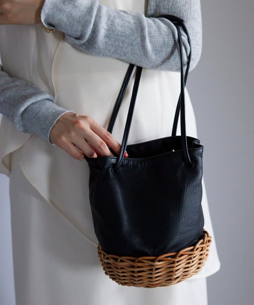 【TIDEWAY / タイドウェイ】ARUROG × LTR 2W SHOULDER/M かごバッグ ハンドバッグ ストローバッグ 巾着 レザー T2893 タイドウェイ