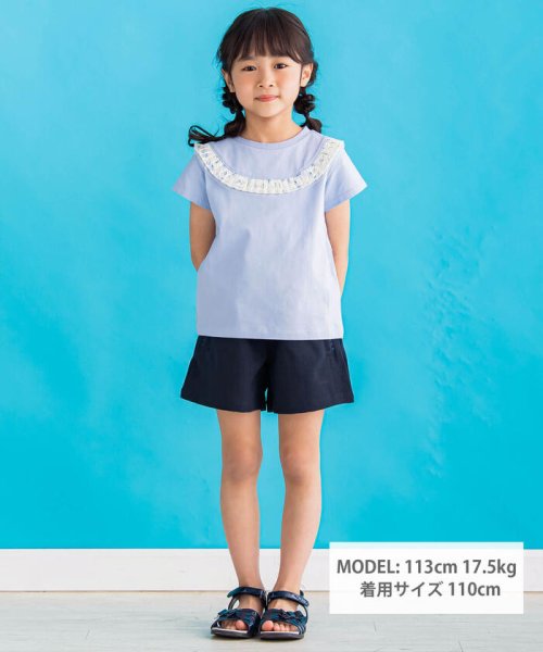 BeBe Petits Pois Vert(ベベ プチ ポワ ヴェール)/【お揃い】チューリップフリル天竺Tシャツ(95~150cm)/img01