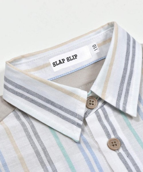 SLAP SLIP(スラップスリップ)/【お揃い】無地ストライプ柄胸ポケット付き半袖シャツ(80~130cm)/img08