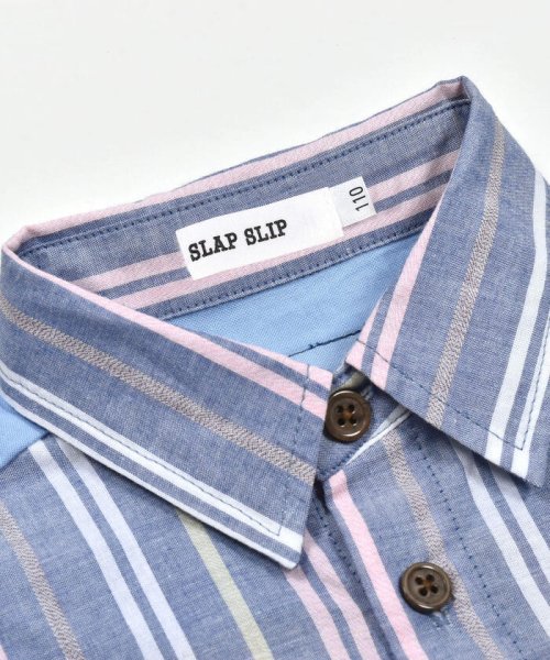 SLAP SLIP(スラップスリップ)/【お揃い】無地ストライプ柄胸ポケット付き半袖シャツ(80~130cm)/img16