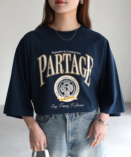 Riberry(リベリー)/ PARTAGEカレッジロゴラグランＴシャツ/img04