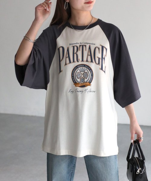 Riberry(リベリー)/ PARTAGEカレッジロゴラグランＴシャツ/img08