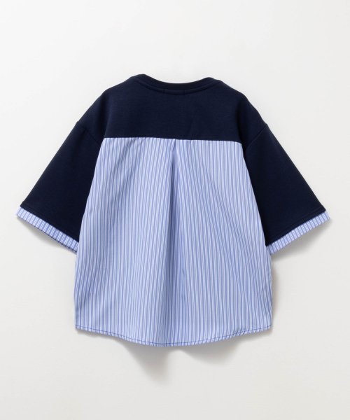 MAC HOUSE(kid's)(マックハウス（キッズ）)/NAVY ネイビー ポンチ素材 布帛切替えプルオーバー KMH241016/img06