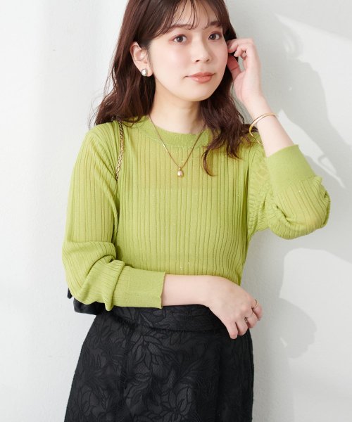 OLIVE des OLIVE(オリーブデオリーブ)/スパンコールランダムリブニット　トップス　ニット　オフィス　春/img14