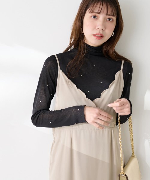 OLIVE des OLIVE(オリーブデオリーブ)/ホットフィックスシアーハイネックトップス　トップス　ハイネック　シア―　オフィス　春/img07