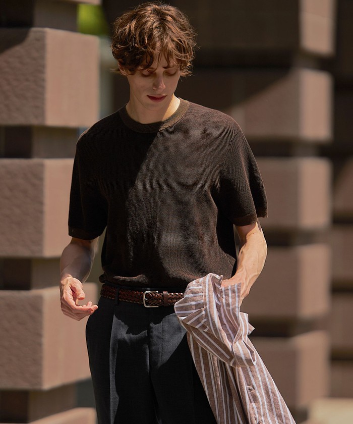 【ビジネスインナー推奨】【HYBRID LINEN】ニットTシャツ ジェイ プレス メン J.PRESS MEN 【ビジネスインナー推奨