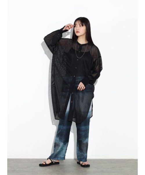 シアーグラフィックプリントワイドパンツ 