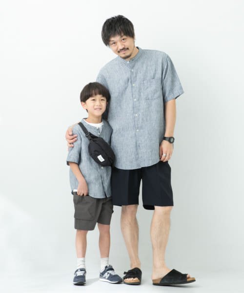 URBAN RESEARCH DOORS（Kids）(アーバンリサーチドアーズ（キッズ）)/【予約】『親子リンク』シルケットリネンバンドカラーシャツ(KIDS)/img12