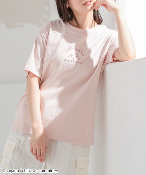 Honeys(ハニーズ)/ちいかわ／Ｔシャツ トップス Tシャツ 半袖Tシャツ カットソー 刺繍 ロゴ 綿混 /img01
