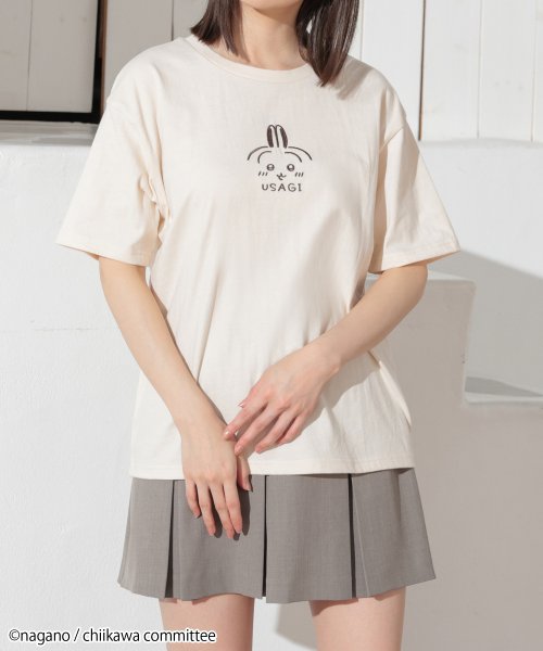 Honeys(ハニーズ)/ちいかわ／Ｔシャツ トップス Tシャツ 半袖Tシャツ カットソー 刺繍 ロゴ 綿混 /img06