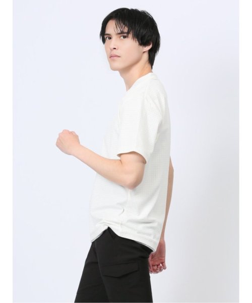 m.f.editorial(エムエフエディトリアル)/ジャガード千鳥 フェイクVネック半袖Tシャツ メンズ Tシャツ カットソー カジュアル インナー トップス ギフト プレゼント/img01