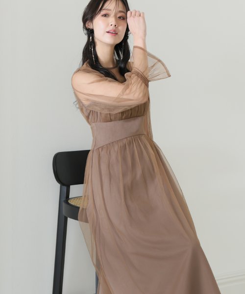 チュールビスチェ風ドレス 