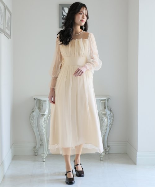 チュールビスチェ風ドレス 