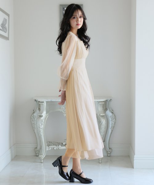 チュールビスチェ風ドレス 