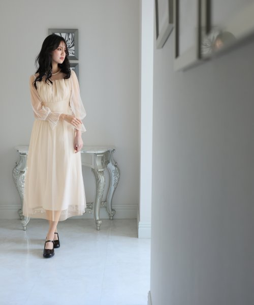 チュールビスチェ風ドレス 