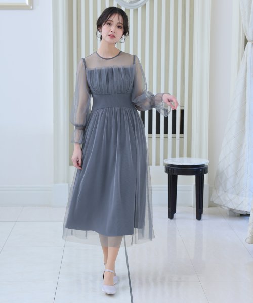 チュールビスチェ風ドレス 