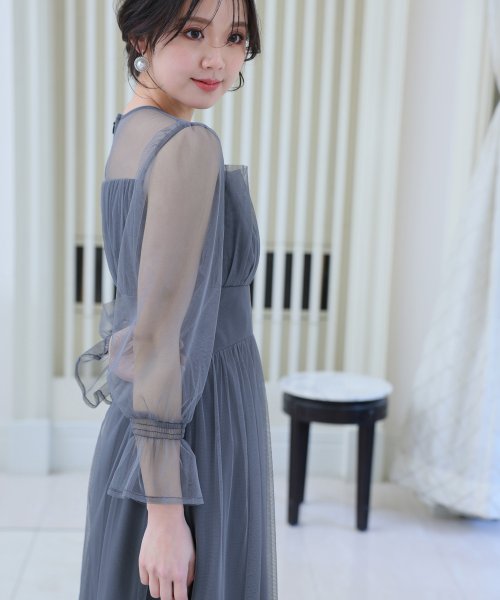 チュールビスチェ風ドレス 