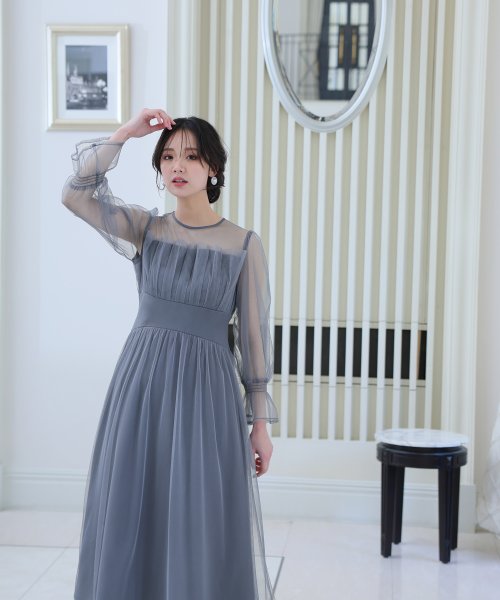 チュールビスチェ風ドレス 