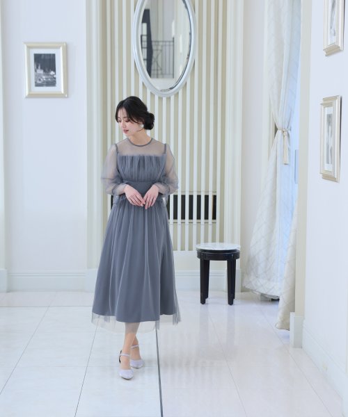 チュールビスチェ風ドレス 