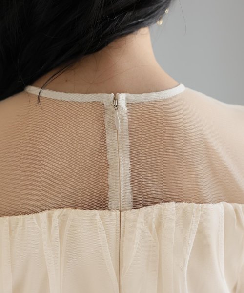 チュールビスチェ風ドレス 