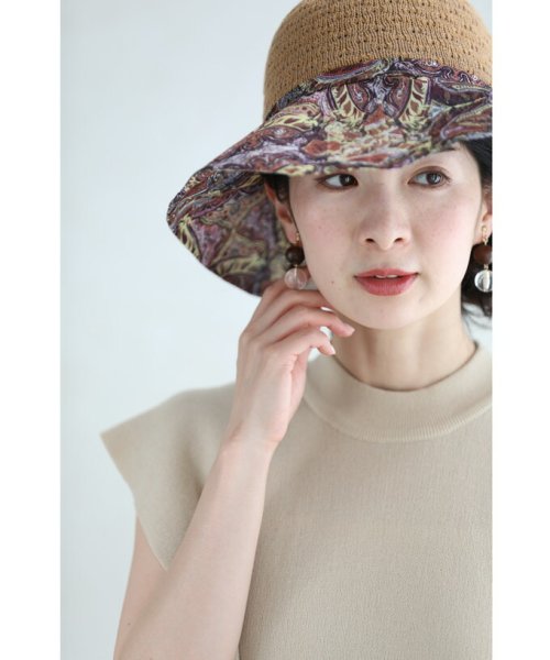 CAWAII(カワイイ)/【母の日ギフトラッピング】型を変えられるワイヤー入り。異素材合わせのスカーフ柄帽子/img11
