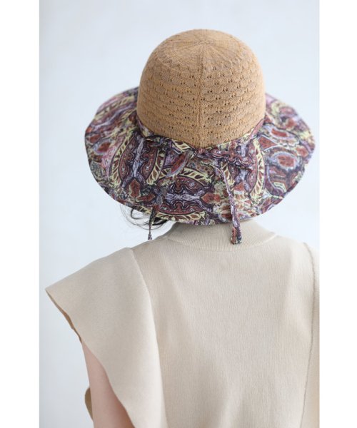 CAWAII(カワイイ)/【母の日ギフトラッピング】型を変えられるワイヤー入り。異素材合わせのスカーフ柄帽子/img12