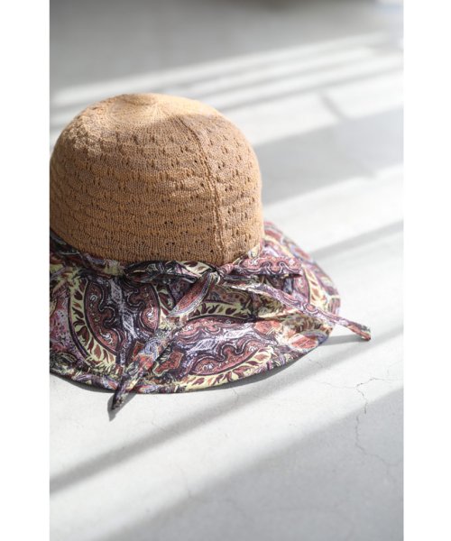 CAWAII(カワイイ)/【母の日ギフトラッピング】型を変えられるワイヤー入り。異素材合わせのスカーフ柄帽子/img13