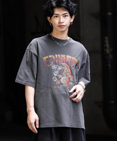 Rocky Monroe(ロッキーモンロー)/プリントTシャツ 半袖 メンズ レディース カットソー ビッグシルエット オーバーサイズ クールネック スカル イーグル ラビット ハンド 蜘蛛 ロゴ カジュア/img18