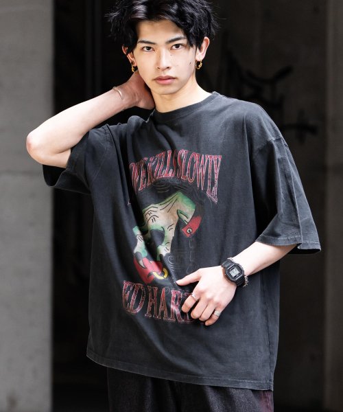 Rocky Monroe(ロッキーモンロー)/プリントTシャツ 半袖 メンズ レディース カットソー ビッグシルエット オーバーサイズ クールネック スカル イーグル ラビット ハンド 蜘蛛 ロゴ カジュア/img20