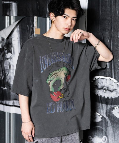 Rocky Monroe(ロッキーモンロー)/プリントTシャツ 半袖 メンズ レディース カットソー ビッグシルエット オーバーサイズ クールネック スカル イーグル ラビット ハンド 蜘蛛 ロゴ カジュア/img23