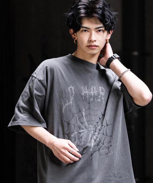 Rocky Monroe(ロッキーモンロー)/プリントTシャツ 半袖 メンズ レディース カットソー ビッグシルエット オーバーサイズ クールネック スカル イーグル ラビット ハンド 蜘蛛 ロゴ カジュア/img30