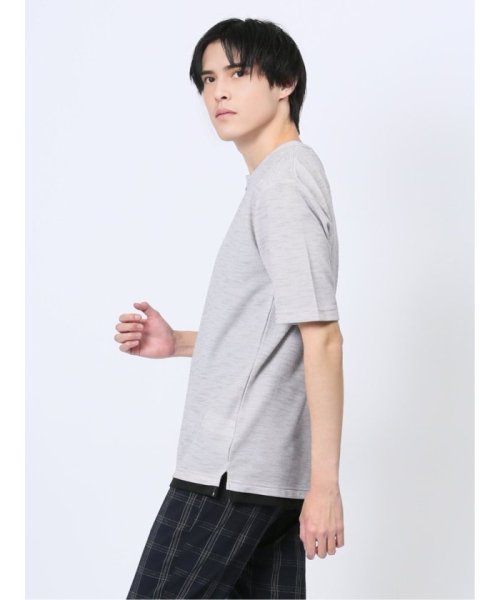 m.f.editorial(エムエフエディトリアル)/杢スラブ フェイクヘンリーネック半袖Tシャツ メンズ Tシャツ カットソー カジュアル インナー トップス ギフト プレゼント/img01