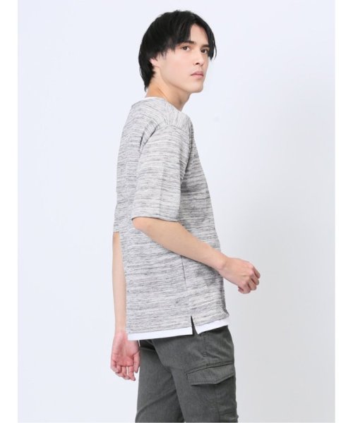 m.f.editorial(エムエフエディトリアル)/段染め フェイクキーネック半袖Tシャツ/img03