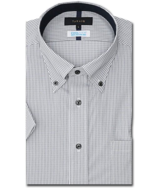 TAKA-Q(タカキュー)/クールマックス+ストレッチ スタンダードフィット ボタンダウン半袖シャツ 半袖 シャツ メンズ ワイシャツ ビジネス ノーアイロン 形態安定 yシャツ 速乾/img02