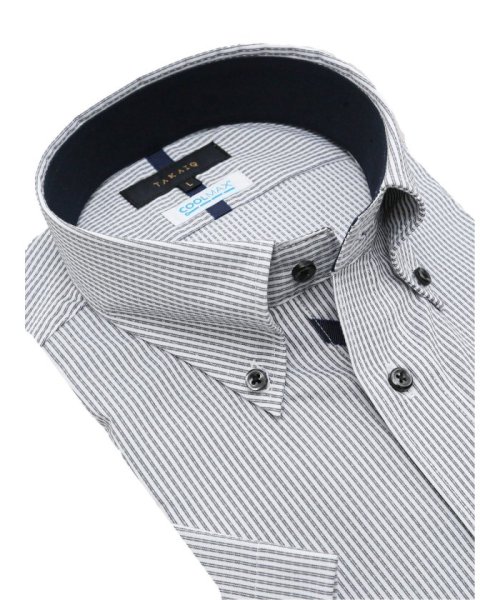 TAKA-Q(タカキュー)/クールマックス+ストレッチ スタンダードフィット ボタンダウン半袖シャツ 半袖 シャツ メンズ ワイシャツ ビジネス ノーアイロン 形態安定 yシャツ 速乾/img03