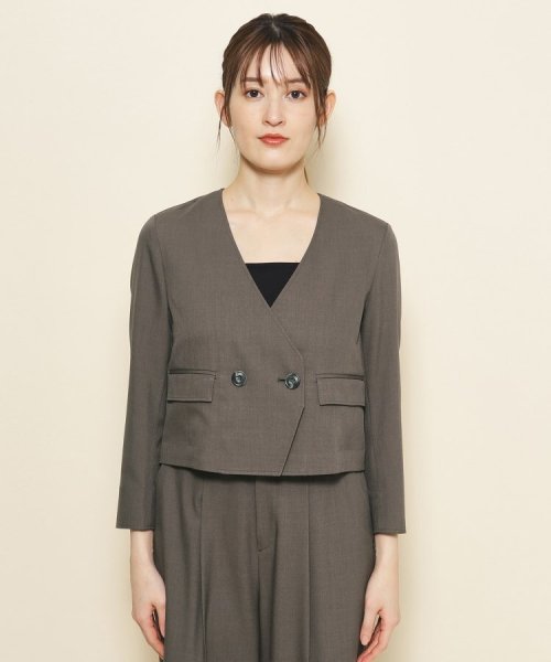 【洗える／裏地なし／清涼感／リネンライク】軽く羽織れる！こなれ感あるコンパクトジャケット 