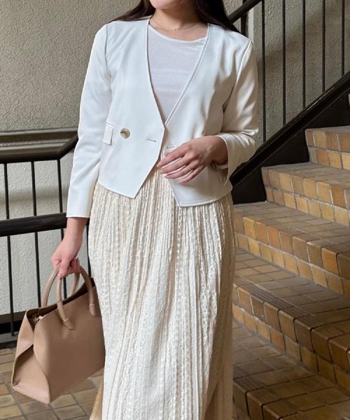 【洗える／裏地なし／清涼感／リネンライク】軽く羽織れる！こなれ感あるコンパクトジャケット 