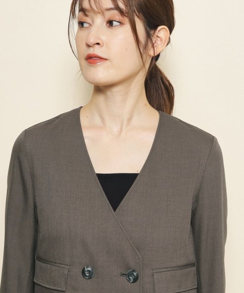 【洗える／裏地なし／清涼感／リネンライク】軽く羽織れる！こなれ感あるコンパクトジャケット 