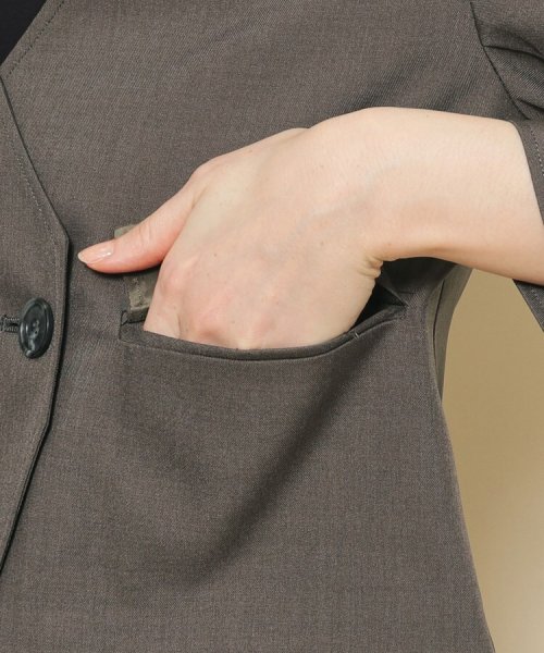 【洗える／裏地なし／清涼感／リネンライク】軽く羽織れる！こなれ感あるコンパクトジャケット 