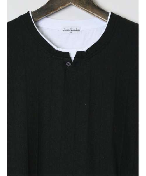 GRAND-BACK(グランバック)/【大きいサイズ】ルイシャブロン/LOUIS CHAVLON ジャガード フェイクヘンリーネック半袖Ｔシャツ メンズ Tシャツ カットソー カジュアル インナー /img02