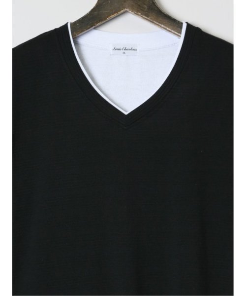 GRAND-BACK(グランバック)/【大きいサイズ】ルイシャブロン/LOUIS CHAVLON ジャガード フェイクVネック半袖Ｔシャツ メンズ Tシャツ カットソー カジュアル インナー トップ/img02