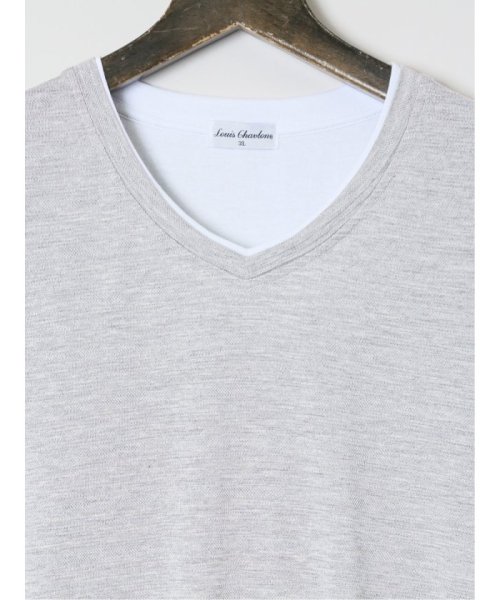 GRAND-BACK(グランバック)/【大きいサイズ】ルイシャブロン/LOUIS CHAVLON ジャガード フェイクVネック半袖Ｔシャツ メンズ Tシャツ カットソー カジュアル インナー トップ/img06