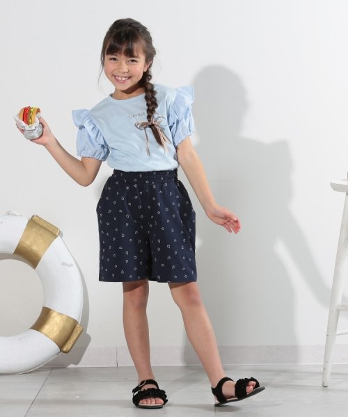 SHOO・LA・RUE(Kids) (シューラルーキッズ)/【110－140cm】異素材使いフリルパフ袖Tシャツ/img01