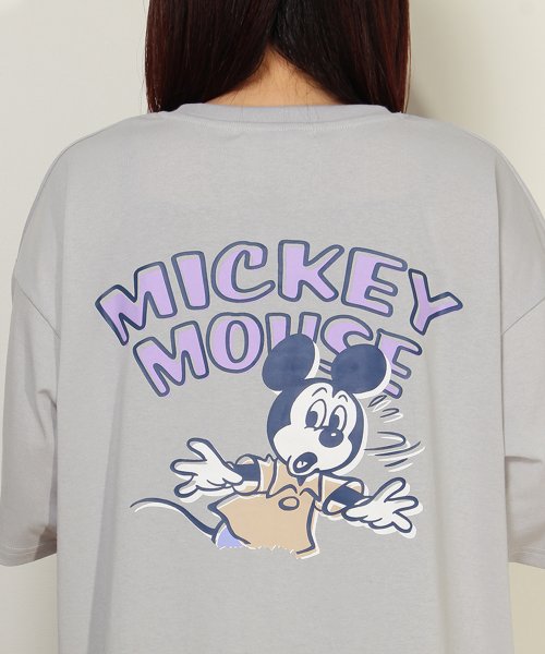 DISNEY(DISNEY)/【DISNEY/ディズニー】天竺 Mickey Mouse刺繍 半袖裾ラウンドBIG Tシャツ/img11