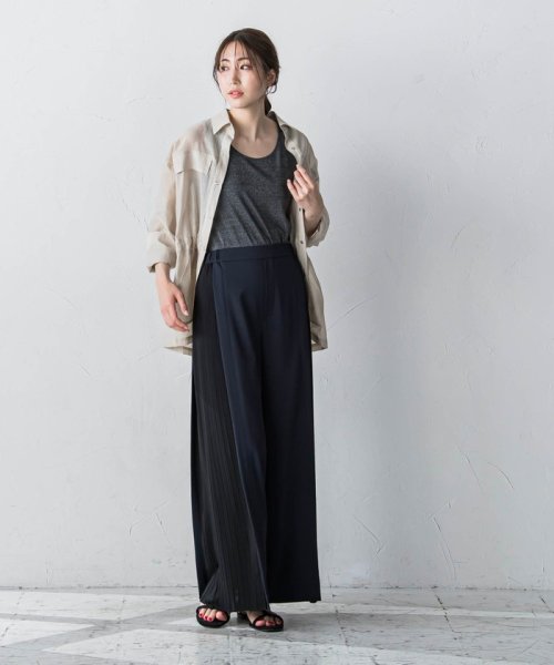 ツイルサイドプリーツパンツ 吸水速乾 接触冷感