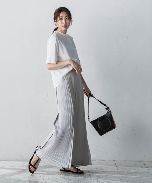 ツイルサイドプリーツパンツ 吸水速乾 接触冷感