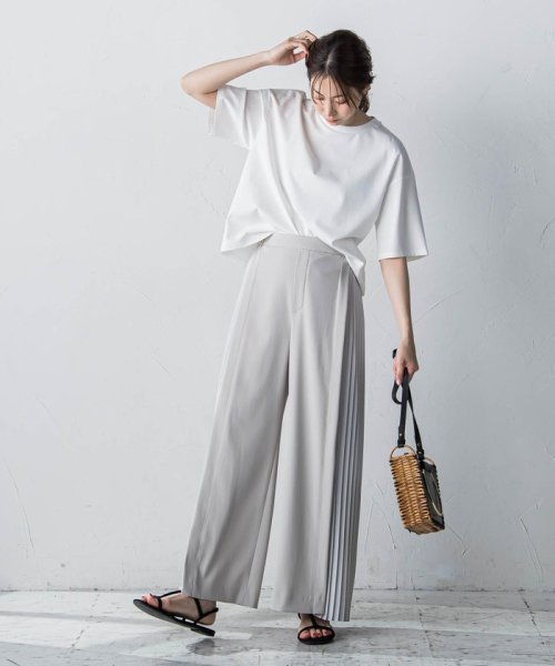 ツイルサイドプリーツパンツ 吸水速乾 接触冷感